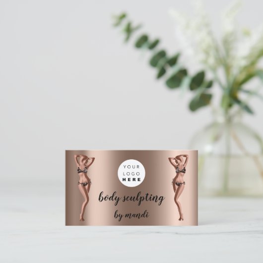 Body Sclupting Care Logo QR Gold Bikini Visitekaartje (Staand voorkant)