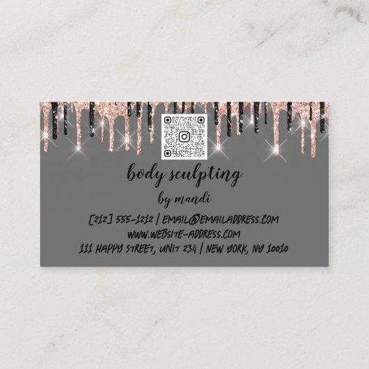 Body Sclupting Massage Logo Black Bikini QR Code Visitekaartje (Achterkant)