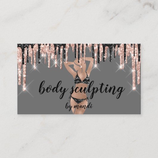 Body Sclupting Massage Logo Black Bikini QR Code Visitekaartje (Voorkant)