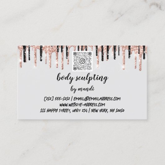 Body Sclupting Massage Logo Black Bikini QR Code Visitekaartje (Achterkant)