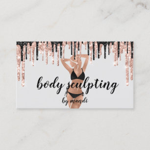 Body Sclupting Massage Logo Black Bikini QR Code Visitekaartje