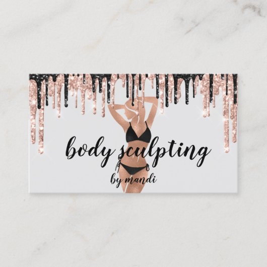 Body Sclupting Massage Logo Black Bikini QR Code Visitekaartje (Voorkant)
