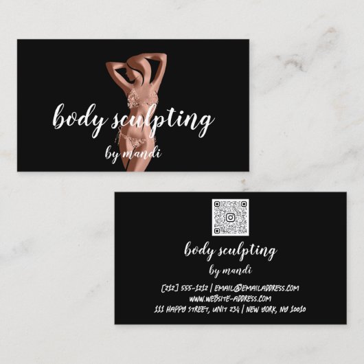 Body Sclupting Massage Logo Roos Gold Bikini QR Visitekaartje (Voorkant / Achterkant)
