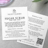 Body scrub packaging insert care marketing flyer