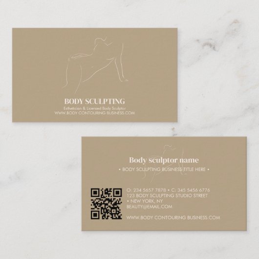Body sculpting contouring spa aesthetic qr visitekaartje (Voorkant / Achterkant)