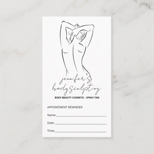 Body Sculpting Contouring Spray Tan Afspraak Visitekaartje (Voorkant)