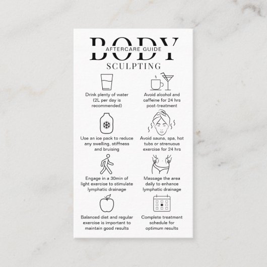 Body Sculpting Instructies voor en na de verzorgin Visitekaartje (Voorkant)