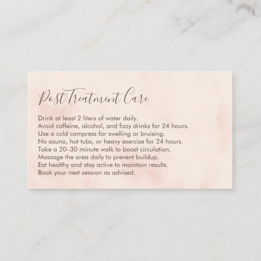 Body Sculpting Post Pre Treatment Care Visitekaartje (Achterkant)