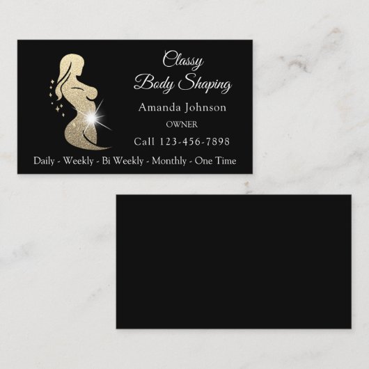Body Shaping Massage Gouden Vonk Zwart Wit Visitekaartje (Voorkant / Achterkant)
