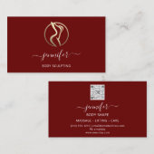 Body Shaping Sculpting Massage Goud Logo QR Maroon Visitekaartje (Voorkant / Achterkant)