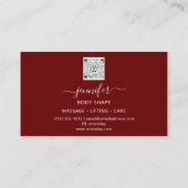 Body Shaping Sculpting Massage Goud Logo QR Maroon Visitekaartje (Achterkant)