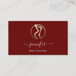 Body Shaping Sculpting Massage Goud Logo QR Maroon Visitekaartje
