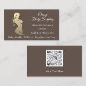 Body Shaping Sculpting Massage Gouden Bruin QR COD Visitekaartje (Voorkant / Achterkant)