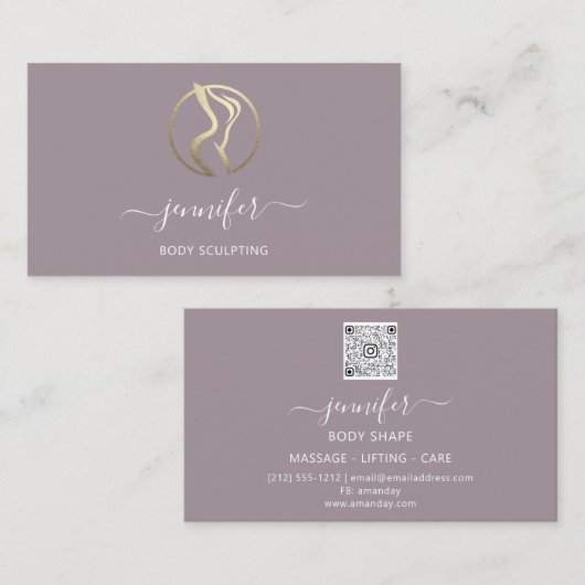 Body Shaping Sculpting Massage Gouden Logo QR Blus Visitekaartje (Voorkant / Achterkant)