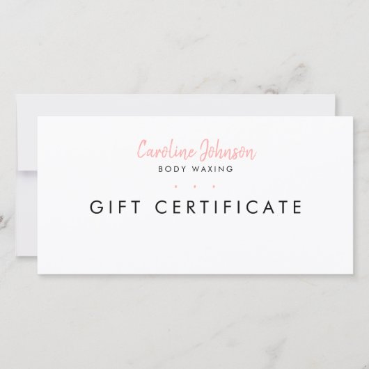 Body Waxing Gift Certificaat Eenvoudig Minimaal Wi Bedankkaart (Voorkant)