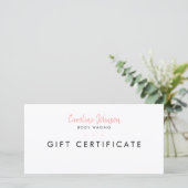 Body Waxing Gift Certificaat Eenvoudig Minimaal Wi Bedankkaart (Staand voorkant)