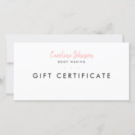 Body Waxing Gift Certificaat Eenvoudig Minimaal Wi Bedankkaart