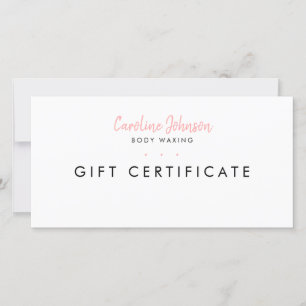 Body Waxing Gift Certificaat Eenvoudig Minimaal Wi Bedankkaart