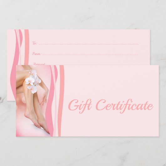 Body Waxing Gift Certificaat Roze Bloem Orchidee Bedankkaart (Voorkant / Achterkant)