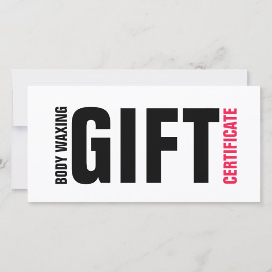 Body Waxing Gift Certificaat Vet Roze Lettering Bedankkaart (Voorkant)