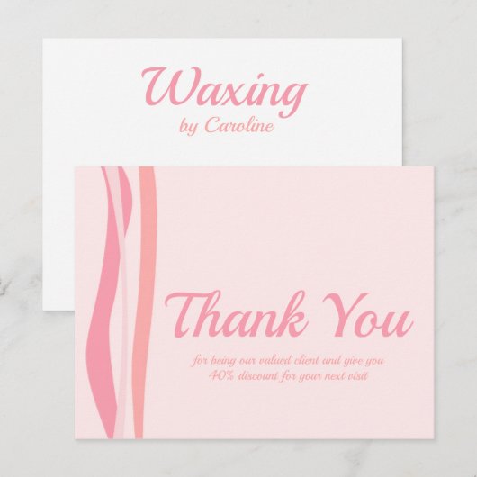 Body Waxing Huidverzorging Boutique Bedankt Briefkaart (Voorkant / Achterkant)