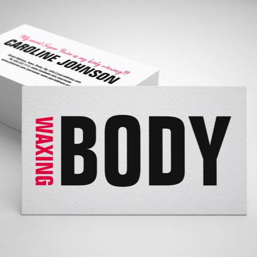Body Waxing Wax Bold Zwart Roze Lettering Visitekaartje