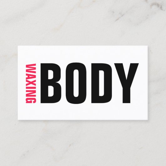 Body Waxing Wax Bold Zwart Roze Lettering Visitekaartje (Voorkant)