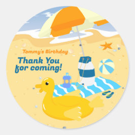 Bodyboard jongen leuk strand verjaardagsfeest ronde sticker