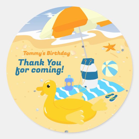 Bodyboard jongen leuk strand verjaardagsfeest ronde sticker (Voorkant)