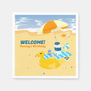 Bodyboard jongen leuk strand verjaardagsfeest servet