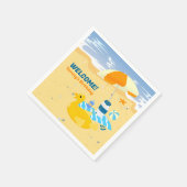 Bodyboard jongen leuk strand verjaardagsfeest servet (Hoek)