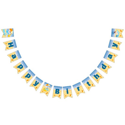 Bodyboard jongen strand Verjaardagsfeest Vlaggetjes (Alle)