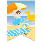 Bodyboard jongen strand Verjaardagsfeest Vlaggetjes (Eerste vlag)