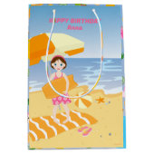 Bodyboard meisje leuk strand verjaardagsfeest medium cadeauzakje (Voorkant)