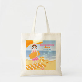 Bodyboard meisje leuk strand verjaardagsfeest tote bag