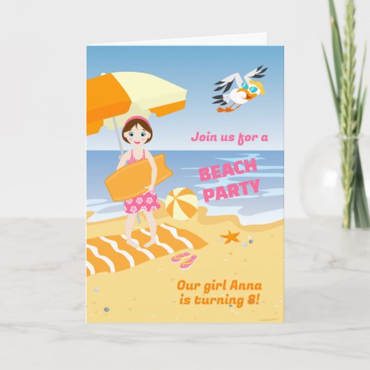 Bodyboard meisje leuk strand verjaardagsfeestje (Voorkant)