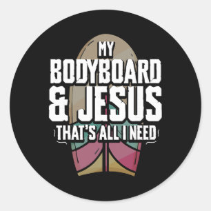 Bodyboardende Ruiter En Surfende Bodyboarder _2 Ronde Sticker