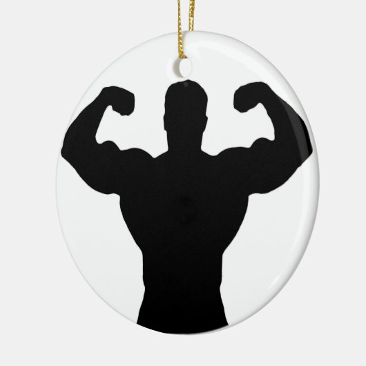 bodybuilder buigspieren keramisch ornament (Links)