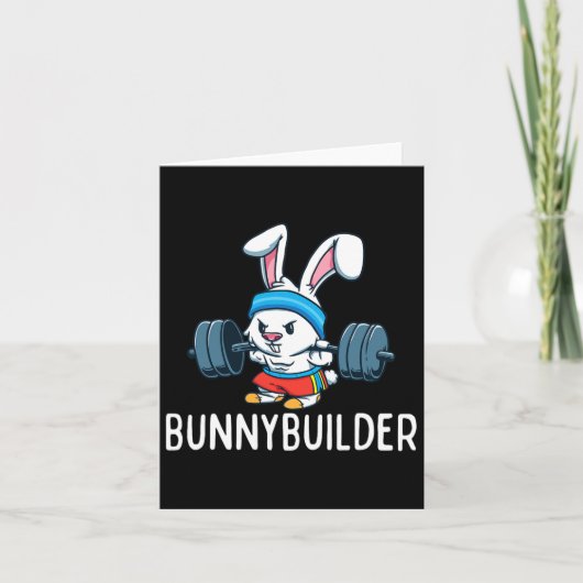 Bodybuilder Bunny Easter Bunnybuilder Fitness Gym Kaart (Voorkant)