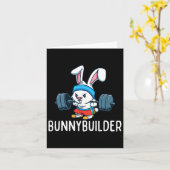 Bodybuilder Bunny Easter Bunnybuilder Fitness Gym Kaart (Gele Bloem)