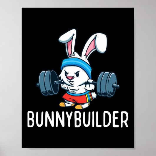 Bodybuilder Bunny Easter Bunnybuilder Fitness Gym Poster (Voorkant)