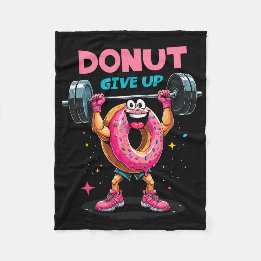 Bodybuilder Donut Geef Humor Gym Workout Joke M Fleece Deken (Voorkant)