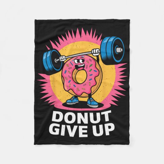 Bodybuilder Donut Geef Humor Gym Workout Joke M Fleece Deken (Voorkant)