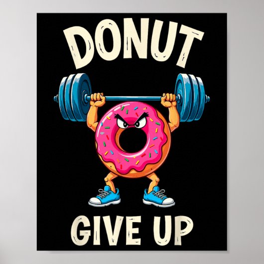 Bodybuilder Donut Geef Humor Gym Workout Joke M Poster (Voorkant)