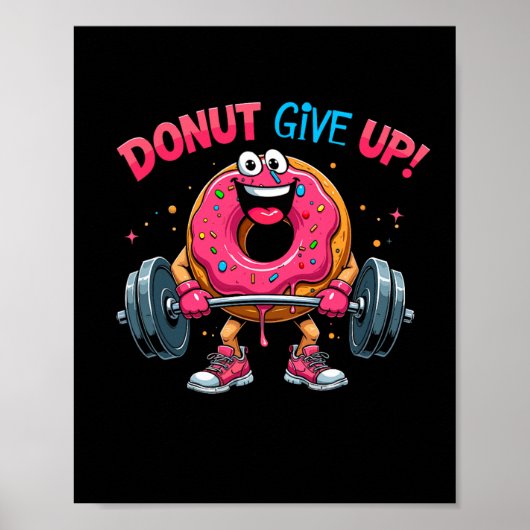 Bodybuilder Donut Geef Humor Gym Workout Joke M Poster (Voorkant)