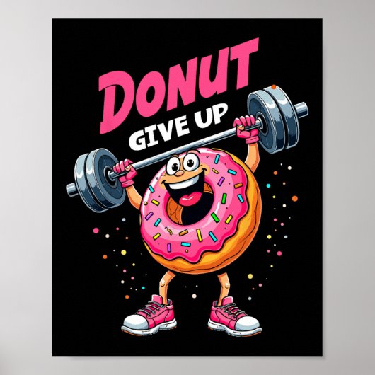 Bodybuilder Donut Geef Humor Gym Workout Joke M Poster (Voorkant)