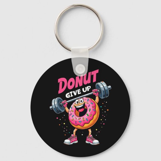 Bodybuilder Donut Geef Humor Gym Workout Joke M Sleutelhanger (Voorkant)