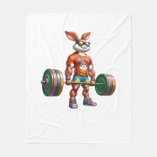 Bodybuilder Easter Bunny Powerlifting Deadlife Gym Fleece Deken (Voorkant)