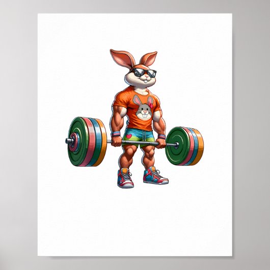 Bodybuilder Easter Bunny Powerlifting Deadlife Gym Poster (Voorkant)
