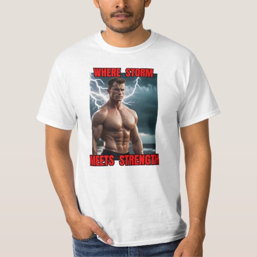 Bodybuilder en storm t-shirt (Voorkant)